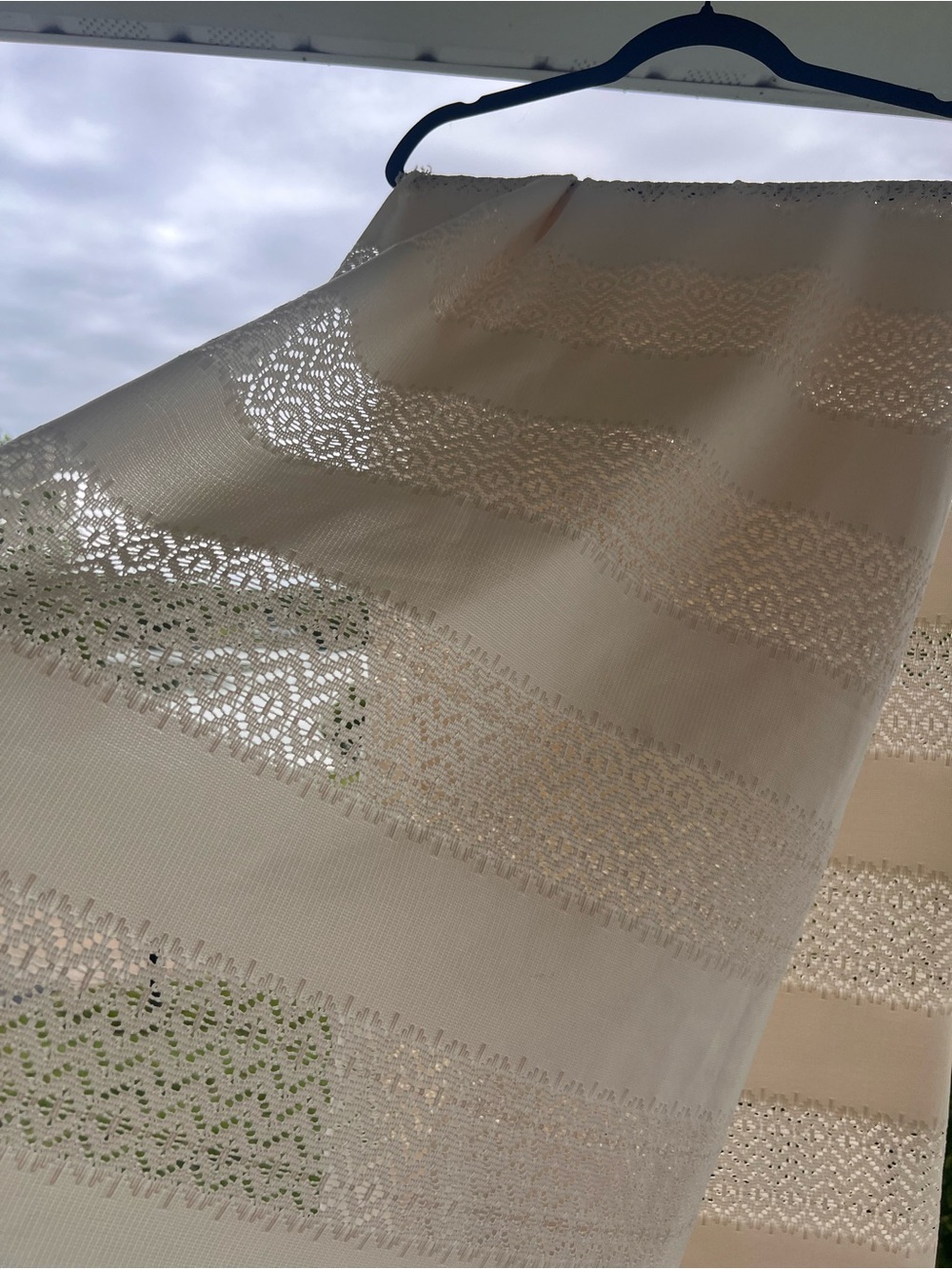 Sheer Lace Stripe Fabric  - Cream
